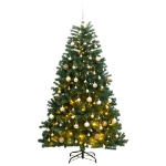 Albero Natale Incernierato con 300 LED e Palline 240 cm