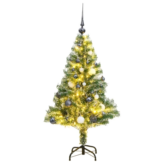 Albero Natale Artificiale 150 LED Palline e Neve Fioccata 120cm