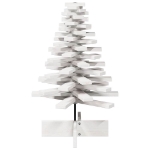 Albero di Natale Decorativo Bianco 80 cm Legno Massello di Pino