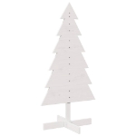 Albero di Natale Decorativo Bianco 120cm Legno Massello di Pino