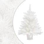 Albero di Natale Preilluminato con Palline Bianco 65 cm