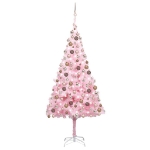 Albero di Natale Preilluminato con Palline Rosa 210 cm PVC