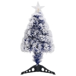 Albero Natale Preilluminato Bianco e Blu 64 cm in Fibra Ottica