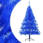 Albero di Natale Artificiale a Metà con Supporto Blu 150 cm PVC