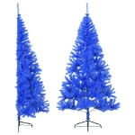 Albero di Natale Artificiale a Metà con Supporto Blu 210 cm PVC