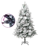 Albero di Natale Innevato Preilluminato Pigne 225cm in PVC e PE