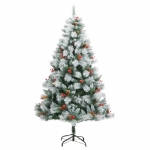 Albero Natale Artificiale Incernierato con Pigne e Bacche 210cm