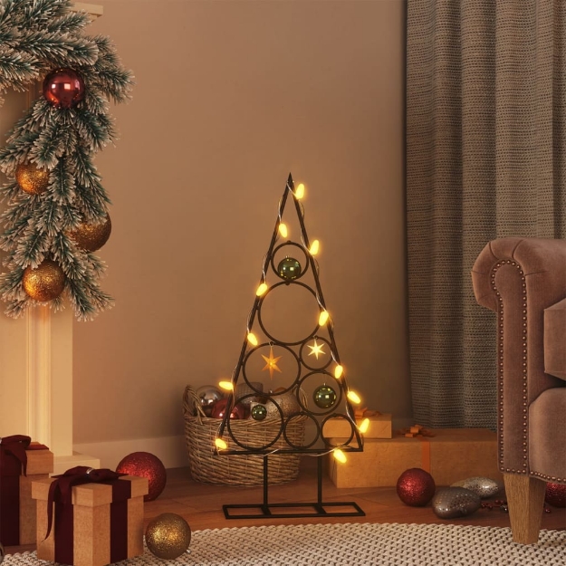 Albero di Natale Decorativo in Metallo Nero 60 cm