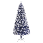 Albero Natale Preilluminato Bianco e Blu 150 cm in Fibra Ottica