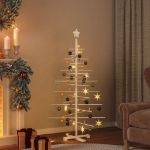 Albero di Natale Decorativo in Legno 150 cm Legno Massello Pino