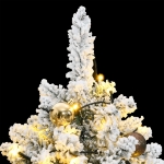 Albero Natale Incernierato con 150 LED e Palline 120 cm