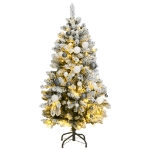 Albero Natale Incernierato con 150 LED e Palline 120 cm