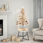 Albero di Natale Decorativo in Legno 100 cm Legno Massello Pino