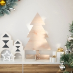 Albero di Natale Decorativo in Legno 60 cm Legno Massello Pino