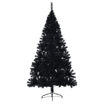 Albero di Natale Artificiale a Metà con Base Nero 210 cm PVC