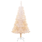 Albero di Natale Artificiale Punte Iridescenti Bianco 120cm PVC