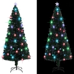 Albero di Natale Preilluminato con Supporto 210 cm Fibra Ottica