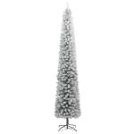 Albero di Natale Sottile con Base e Neve Floccata 300 cm PVC