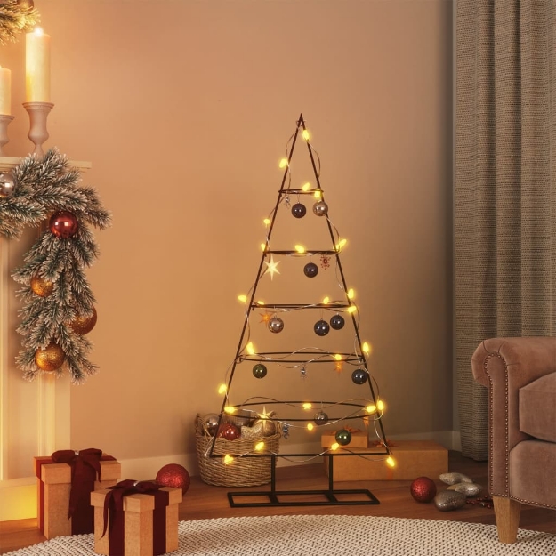 Albero di Natale Decorativo in Metallo Nero 125 cm