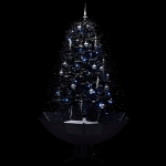 Albero di Natale con Nevicata e Base ad Ombrello Nero 170cm PVC