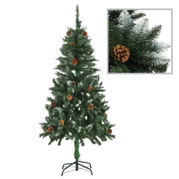 Albero di Natale Artificiale Pigne e Brillantini Bianchi 150 cm