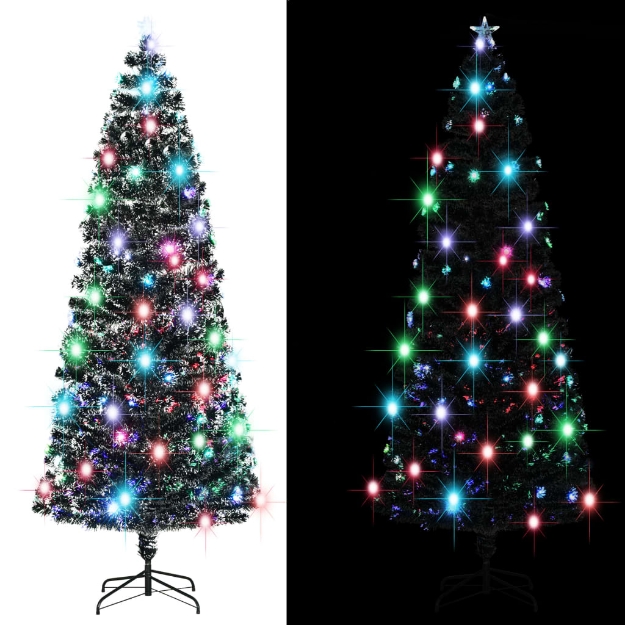 Albero di Natale Preilluminato con Supporto 240 cm Fibra Ottica