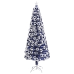 Albero Natale Preilluminato Bianco e Blu 210 cm in Fibra Ottica