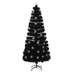 Albero Natale con Fiocchi di Neve a LED Nero 210cm Fibra Ottica