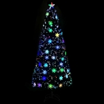 Albero Natale con Fiocchi di Neve a LED Nero 210cm Fibra Ottica