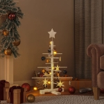 Albero di Natale Decorativo in Legno 75 cm Legno Massello Pino