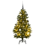 Albero Natale Incernierato con 150 LED e Palline 150 cm