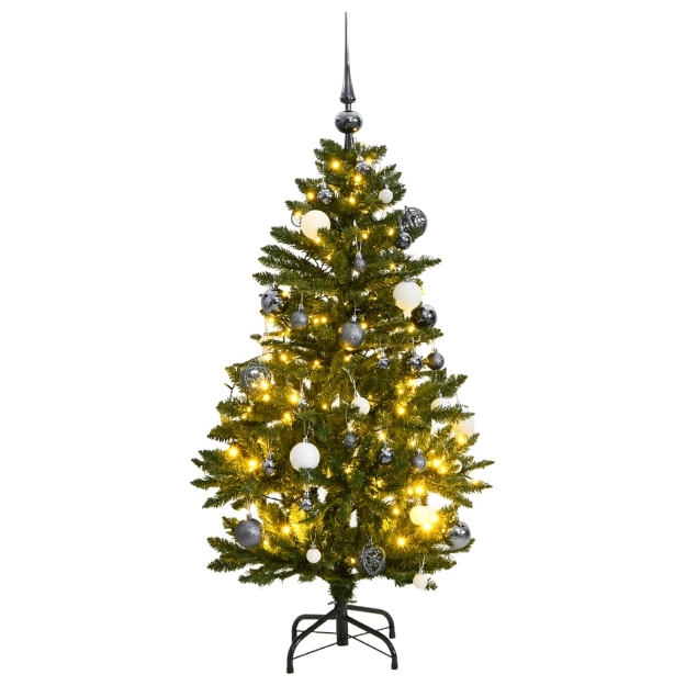 Albero Natale Incernierato con 150 LED e Palline 150 cm