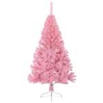 Albero di Natale Artificiale a Metà con Supporto Rosa 150cm PVC