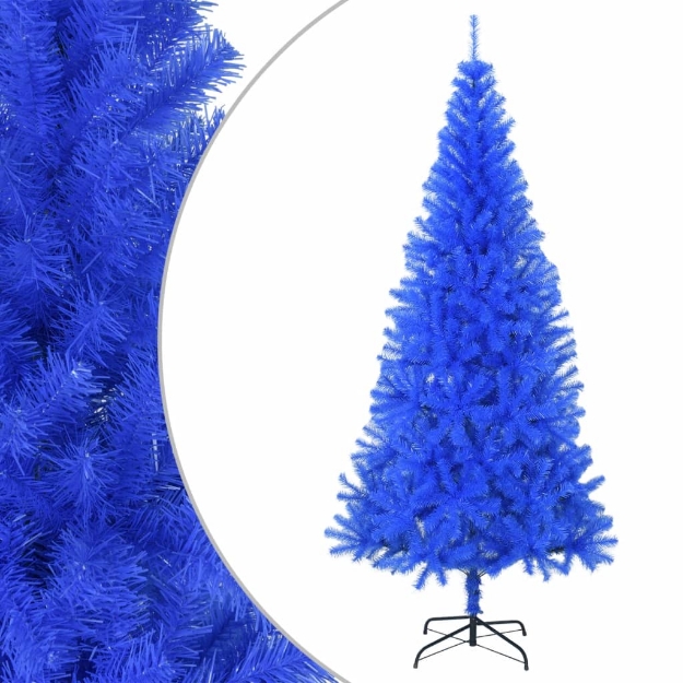 Albero di Natale Artificiale Sottile con Base Blu 180 cm PVC