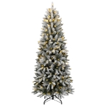 Albero di Natale Artificiale con 300 LED e Neve Floccata 180 cm