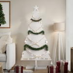 Albero di Natale Decorativo Bianco 150 cm in Legno di Pino