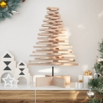 Albero di Natale Decorativo in Legno 80 cm Legno Massello Pino