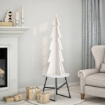 Albero di Natale Decorativo Bianco 112 cm Legno Massello Pino