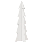 Albero di Natale Decorativo Bianco 112 cm Legno Massello Pino