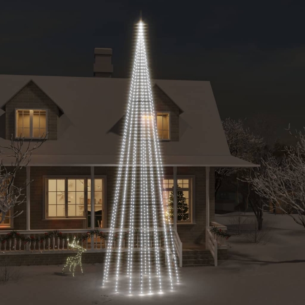 Albero di Natale Pennone Bianco Freddo 1134 LED 800 cm