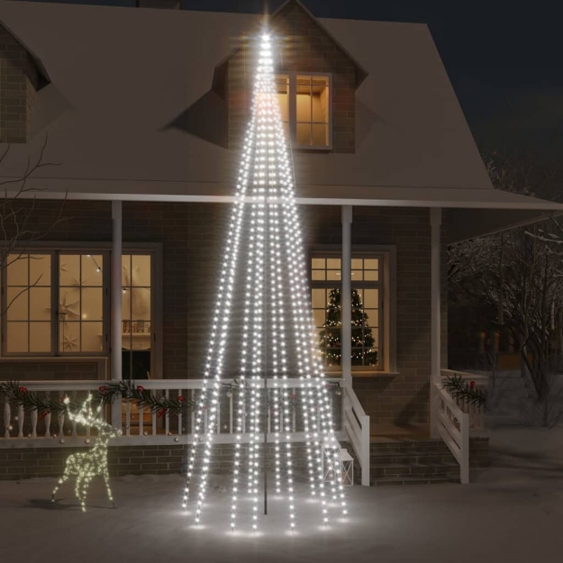 Albero di Natale Pennone Bianco Freddo 732 LED 500 cm