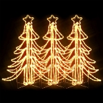 Figura Albero Natale Pieghevole LED 3pz Bianco Caldo 87x87x93cm