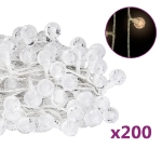 Filo di Luci Sferiche 20m 200 LED Bianco Caldo 8 Funzioni