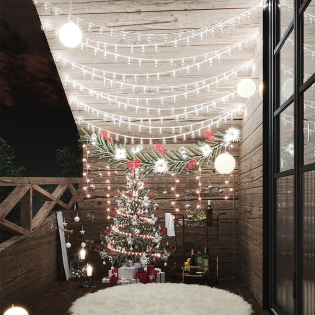 Filo di Luci Sferiche 20m 200 LED Bianco Freddo 8 Funzioni