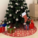 Gonna Albero Natale Raffinata con Calza Rosso Tessuto 150 cm