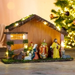 HI Presepe di Natale Illuminato con LED in Legno Decorazione