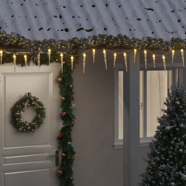 Luce Natale a Ghiacciolo 100 LED Bianco Caldo 10 m Acrilico PVC