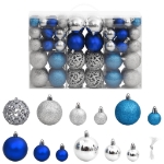 Palline di Natale 100 pz Blu e Argento 3 / 4 / 6 cm