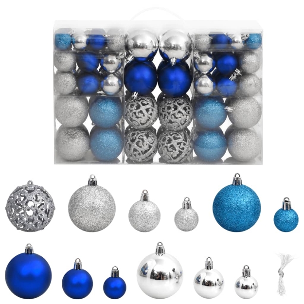 Palline di Natale 100 pz Blu e Argento 3 / 4 / 6 cm