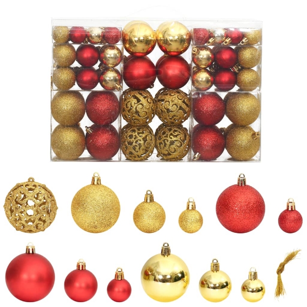 Palline di Natale 100 pz Oro e Rosso Vino 3 / 4 / 6 cm